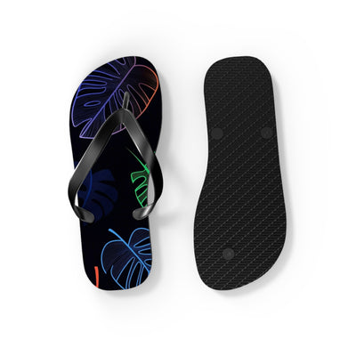 Tropical Flip Flops, Neon Leaf Print Sandals, Summer Beach Footwear, Vacation Essentials, Gift for Beach Lovers - Picknmore