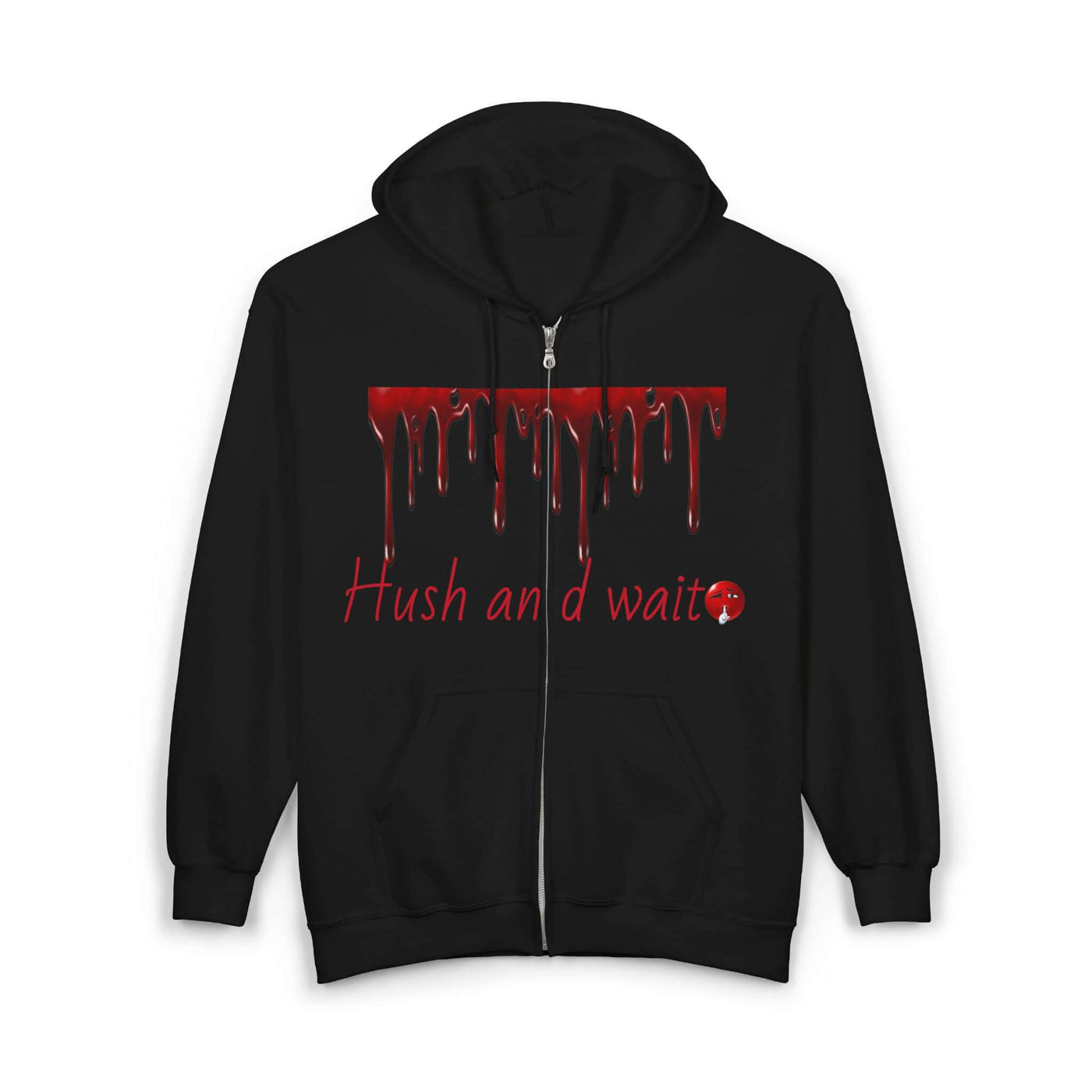 Grunge Horror Hoodie with Dripping Text –  Zip-Up Sweatshirt for Halloween & Streetwear - Picknmore