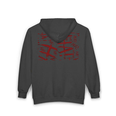 Grunge Horror Hoodie with Dripping Text –  Zip-Up Sweatshirt for Halloween & Streetwear - Picknmore