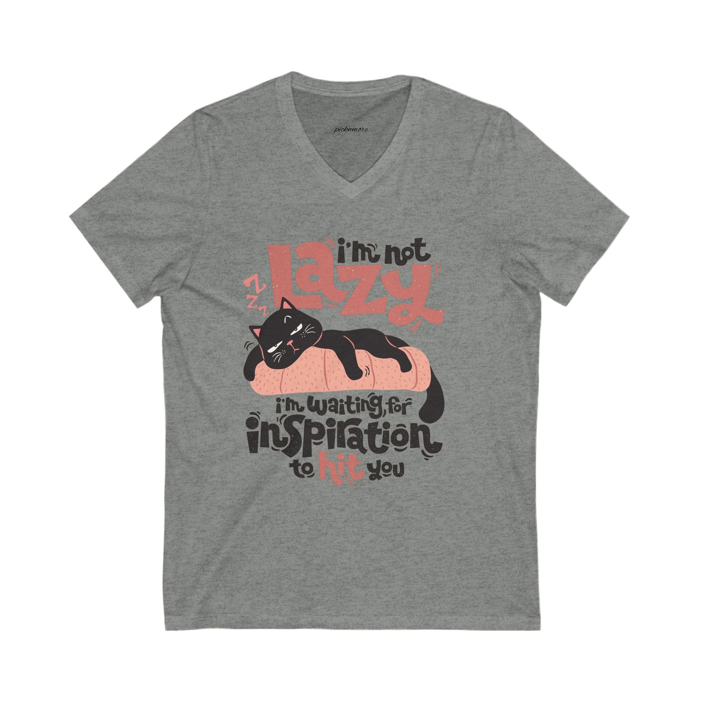 Lazy Cat V-Neck Tee - Cute Cat Shirt for Relaxed Style - Picknmore