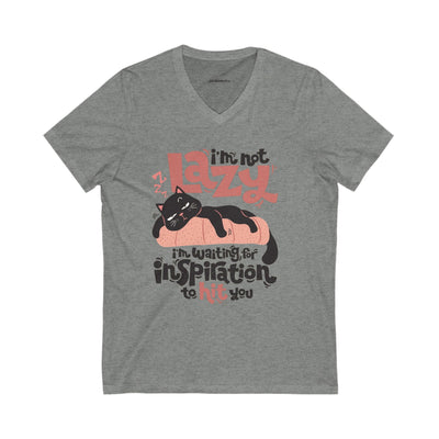 Lazy Cat V-Neck Tee - Cute Cat Shirt for Relaxed Style - Picknmore