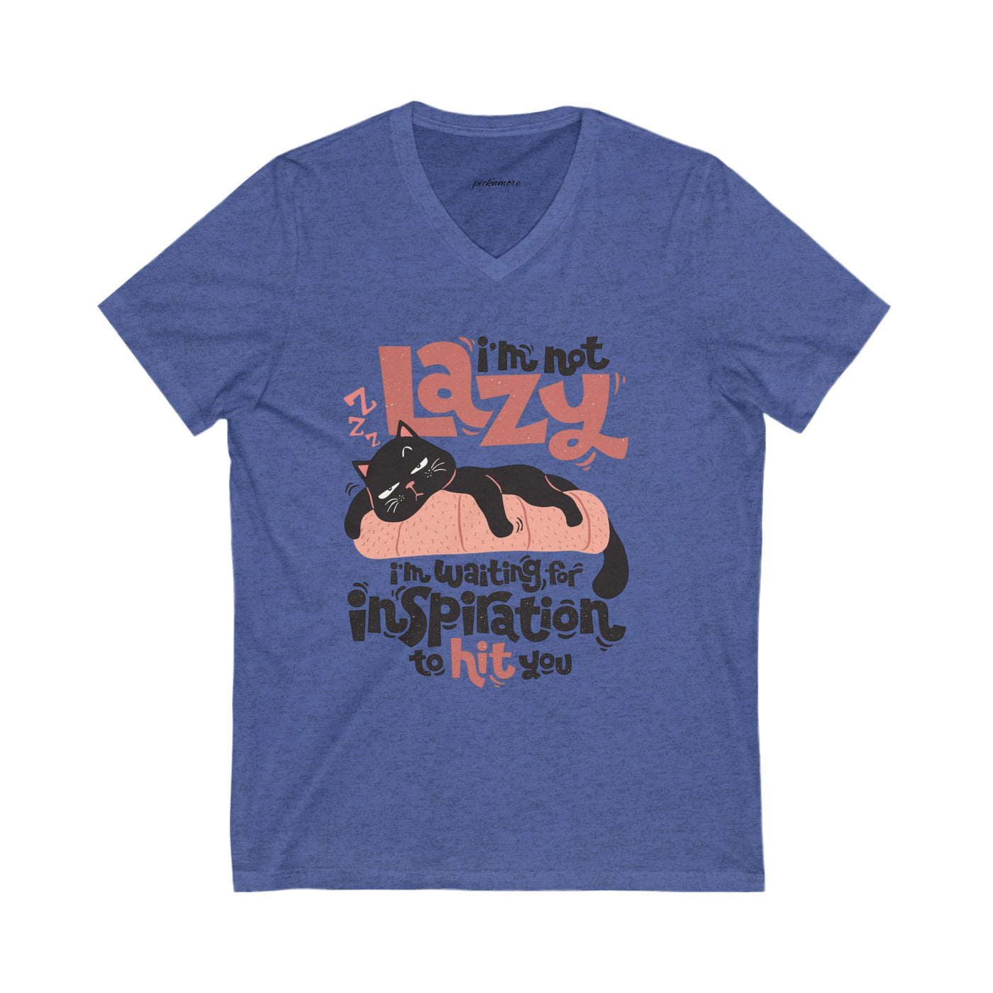 Lazy Cat V-Neck Tee - Cute Cat Shirt for Relaxed Style - Picknmore