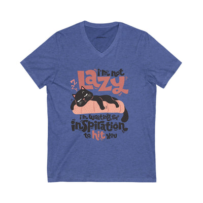 Lazy Cat V-Neck Tee - Cute Cat Shirt for Relaxed Style - Picknmore