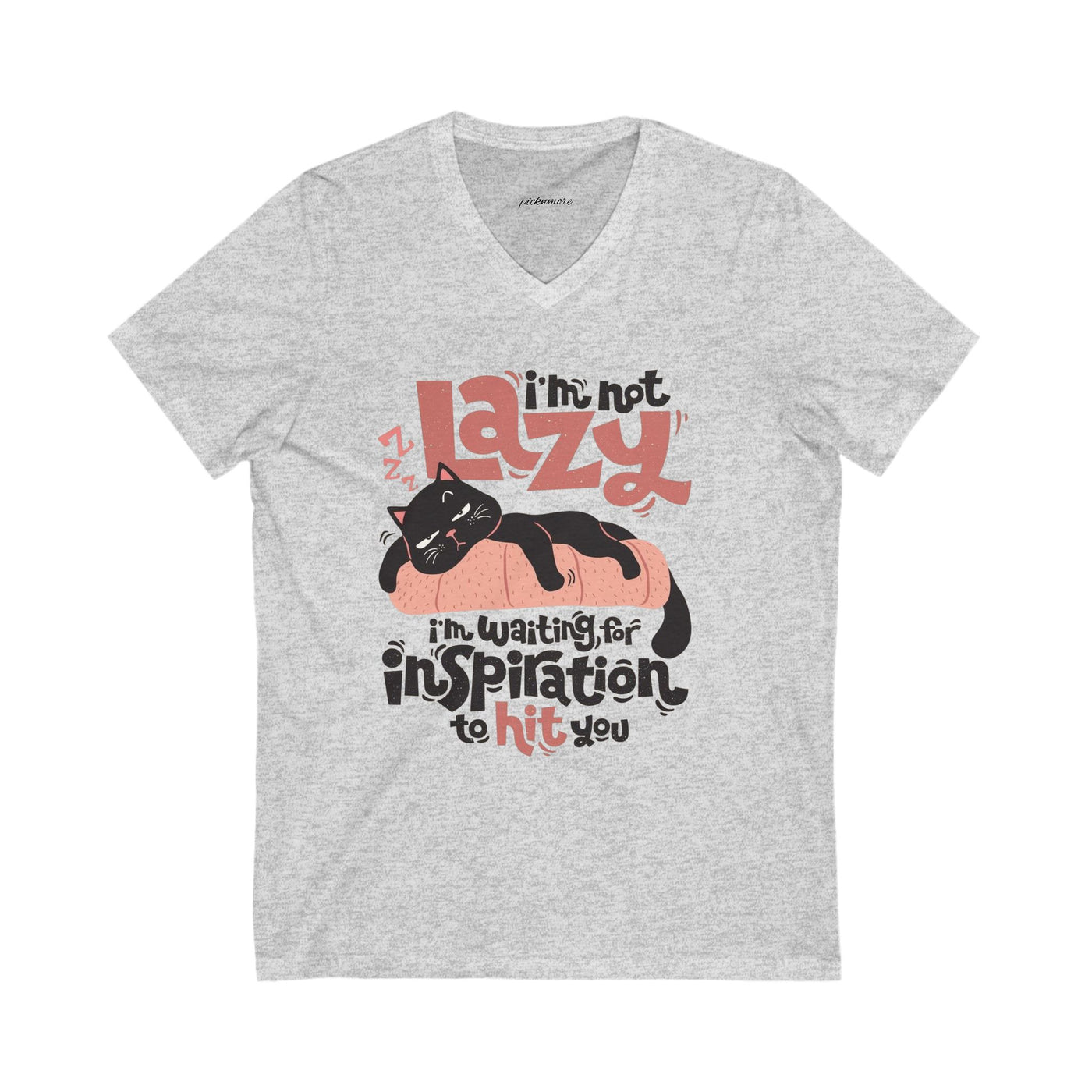 Lazy Cat V-Neck Tee - Cute Cat Shirt for Relaxed Style - Picknmore