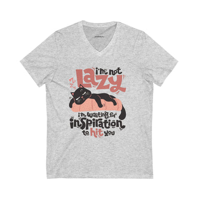 Lazy Cat V-Neck Tee - Cute Cat Shirt for Relaxed Style - Picknmore