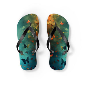 Butterfly Print Flip Flops, Summer Fashion, Beach Wear, Vacation Footwear, Unique Gift, Outdoor Comfort Sandals - Picknmore