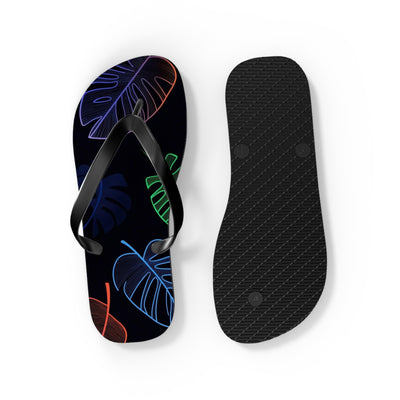 Tropical Flip Flops, Neon Leaf Print Sandals, Summer Beach Footwear, Vacation Essentials, Gift for Beach Lovers - Picknmore
