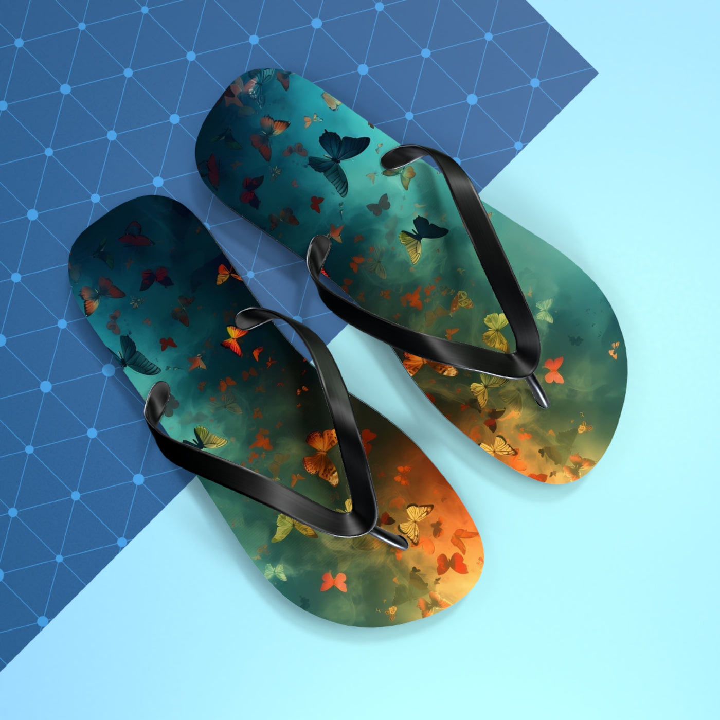 Butterfly Print Flip Flops, Summer Fashion, Beach Wear, Vacation Footwear, Unique Gift, Outdoor Comfort Sandals - Picknmore