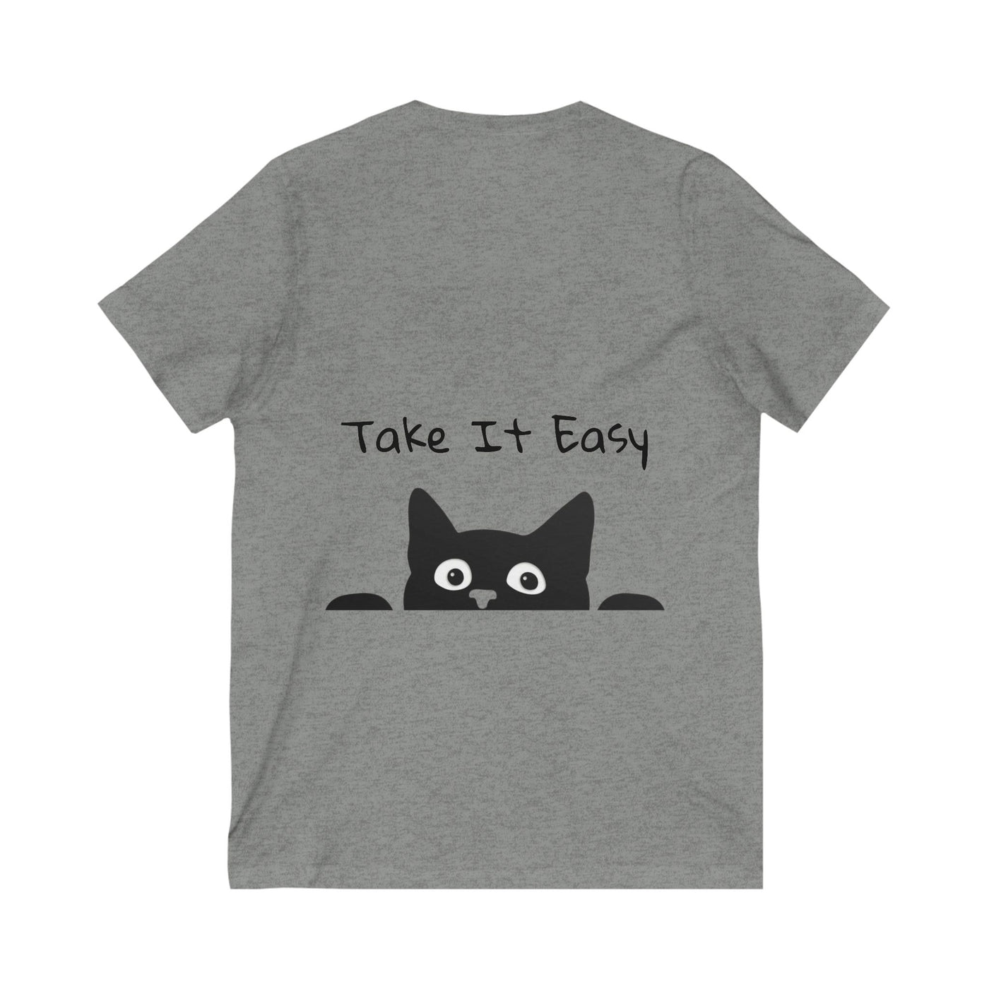 Lazy Cat V-Neck Tee - Cute Cat Shirt for Relaxed Style - Picknmore