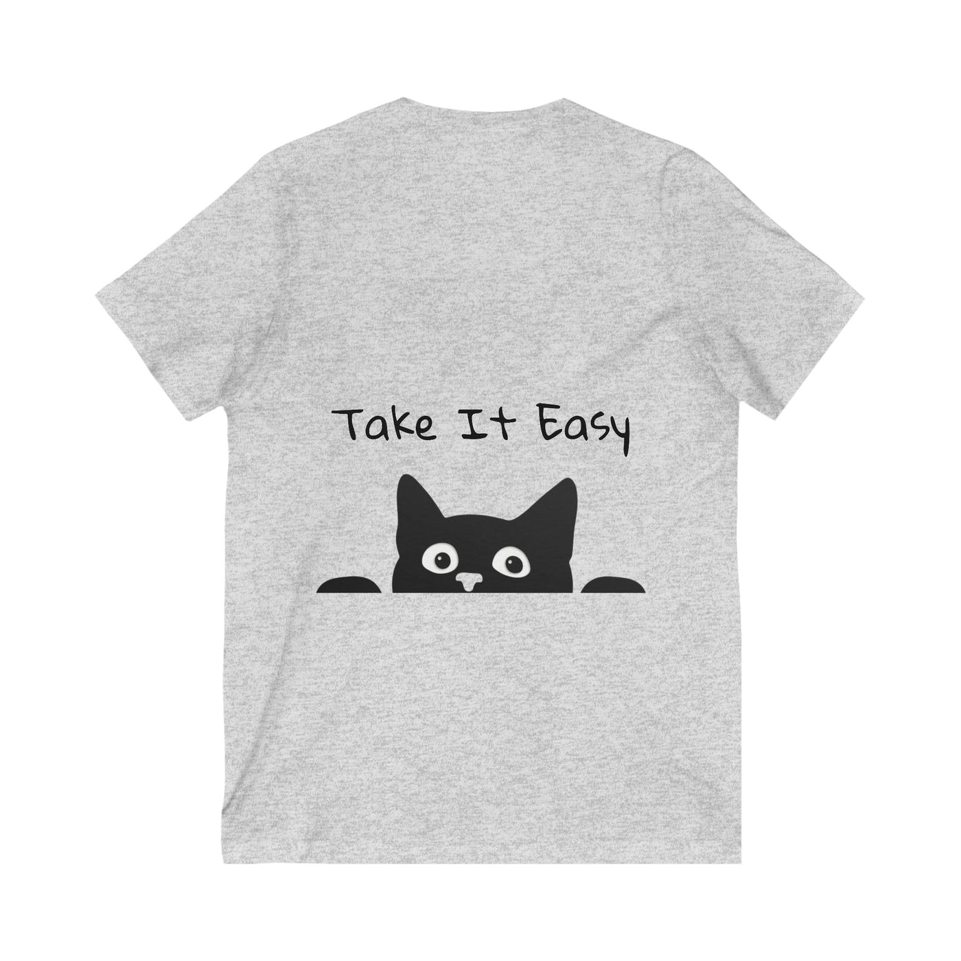 Lazy Cat V-Neck Tee - Cute Cat Shirt for Relaxed Style - Picknmore