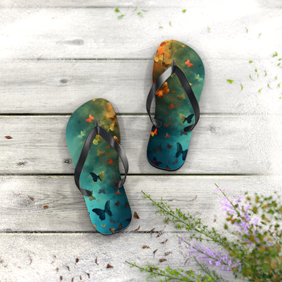 Butterfly Print Flip Flops, Summer Fashion, Beach Wear, Vacation Footwear, Unique Gift, Outdoor Comfort Sandals - Picknmore
