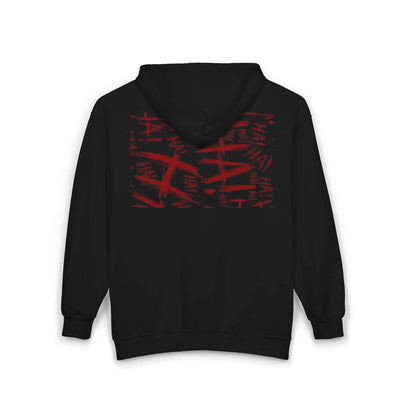 Grunge Horror Hoodie with Dripping Text –  Zip-Up Sweatshirt for Halloween & Streetwear - Picknmore