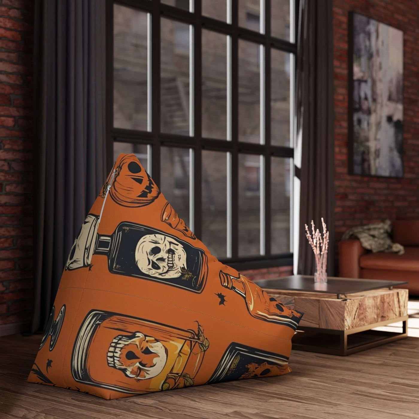 Halloween Pumpkin Skull Bean Bag Chair Cover – Spooky & Fun Home Decor - Picknmore
