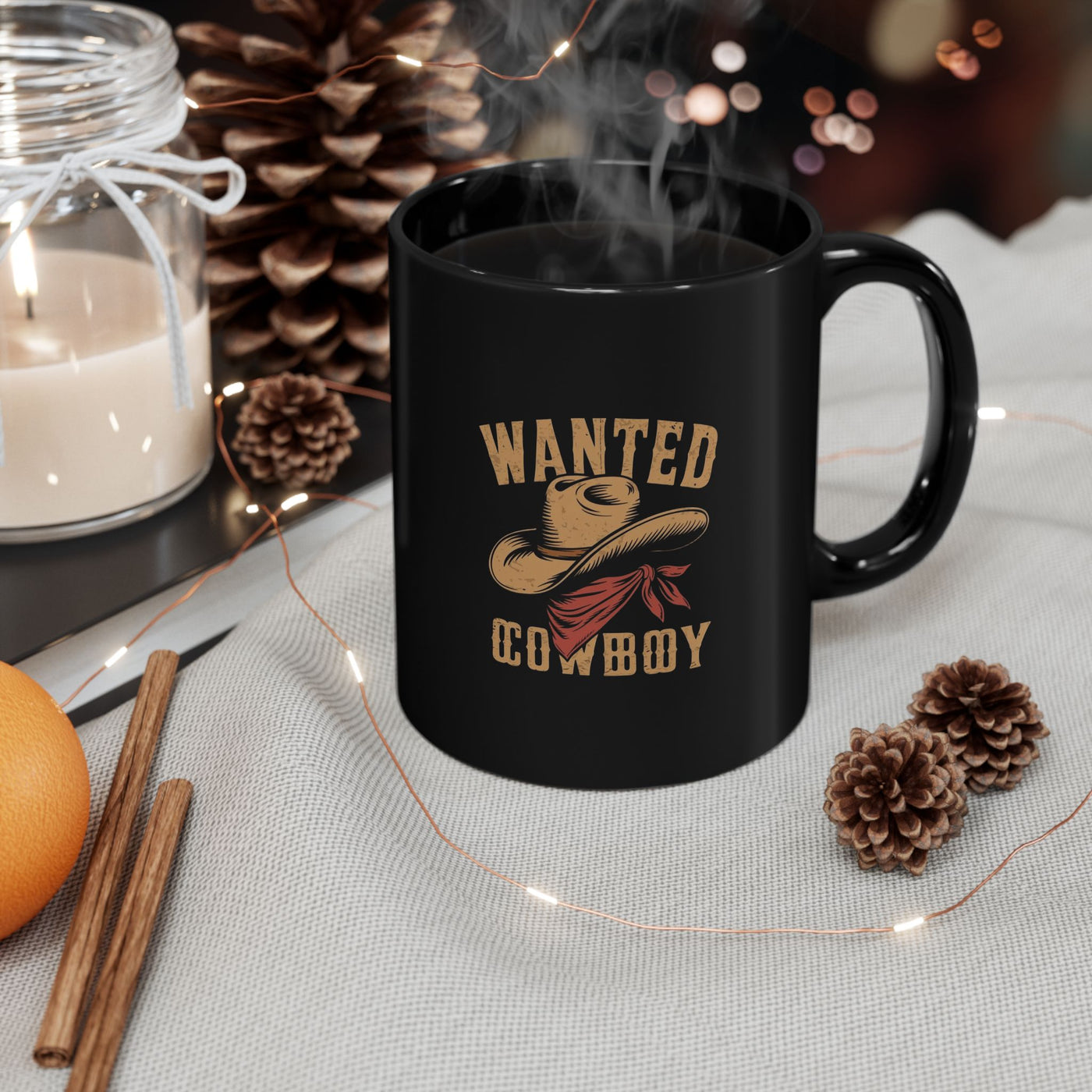 Cowboy Coffee Mug, Wanted Cowboy Design, Western Decor, Gift for Him, Rustic Homeware, Cowboy Lover Mug