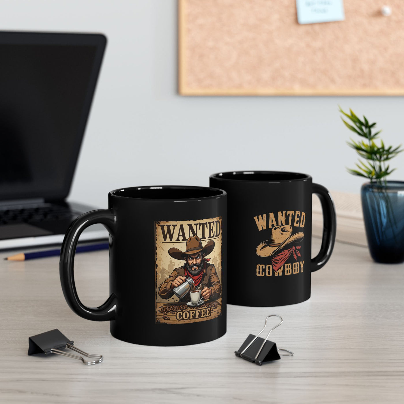 Cowboy Coffee Mug, Wanted Cowboy Design, Western Decor, Gift for Him, Rustic Homeware, Cowboy Lover Mug