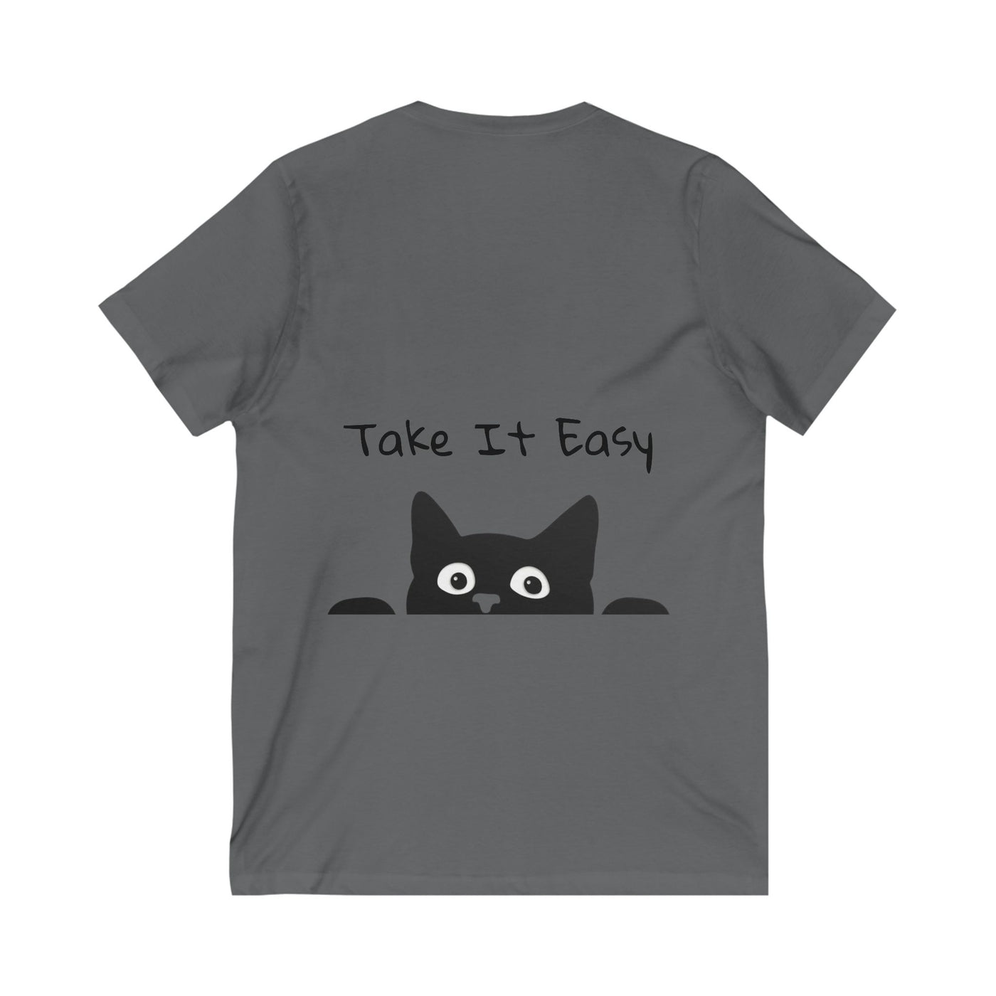 Lazy Cat V-Neck Tee - Cute Cat Shirt for Relaxed Style - Picknmore