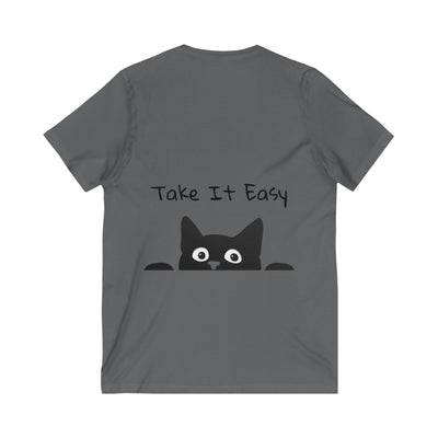 Lazy Cat V-Neck Tee - Cute Cat Shirt for Relaxed Style - Picknmore