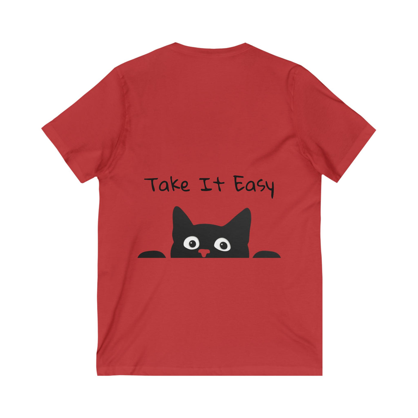 Lazy Cat V-Neck Tee - Cute Cat Shirt for Relaxed Style - Picknmore