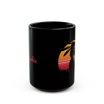 Sunset Dreamer Mug with Native American Silhouette, Black Coffee Cup, Boho Home Decor, Unique Gift for Her, Tribal Art Mug