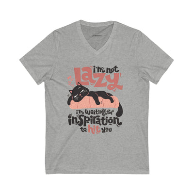 Lazy Cat V-Neck Tee - Cute Cat Shirt for Relaxed Style - Picknmore