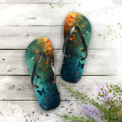 Butterfly Print Flip Flops, Summer Fashion, Beach Wear, Vacation Footwear, Unique Gift, Outdoor Comfort Sandals - Picknmore