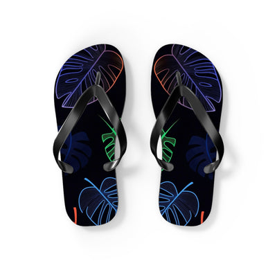 Tropical Flip Flops, Neon Leaf Print Sandals, Summer Beach Footwear, Vacation Essentials, Gift for Beach Lovers - Picknmore