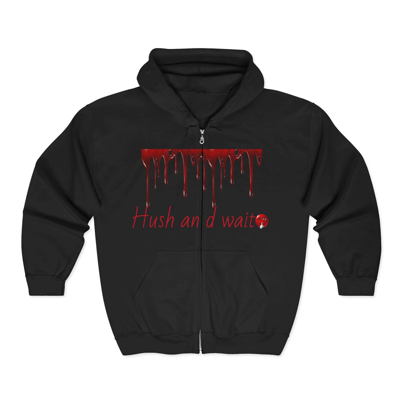 Grunge Horror Hoodie with Dripping Text –  Zip-Up Sweatshirt for Halloween & Streetwear - Picknmore