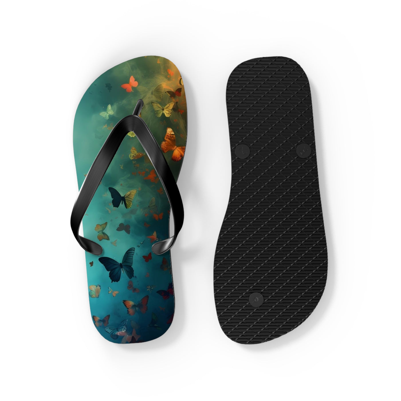 Butterfly Print Flip Flops, Summer Fashion, Beach Wear, Vacation Footwear, Unique Gift, Outdoor Comfort Sandals - Picknmore