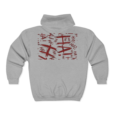 Grunge Horror Hoodie with Dripping Text –  Zip-Up Sweatshirt for Halloween & Streetwear - Picknmore