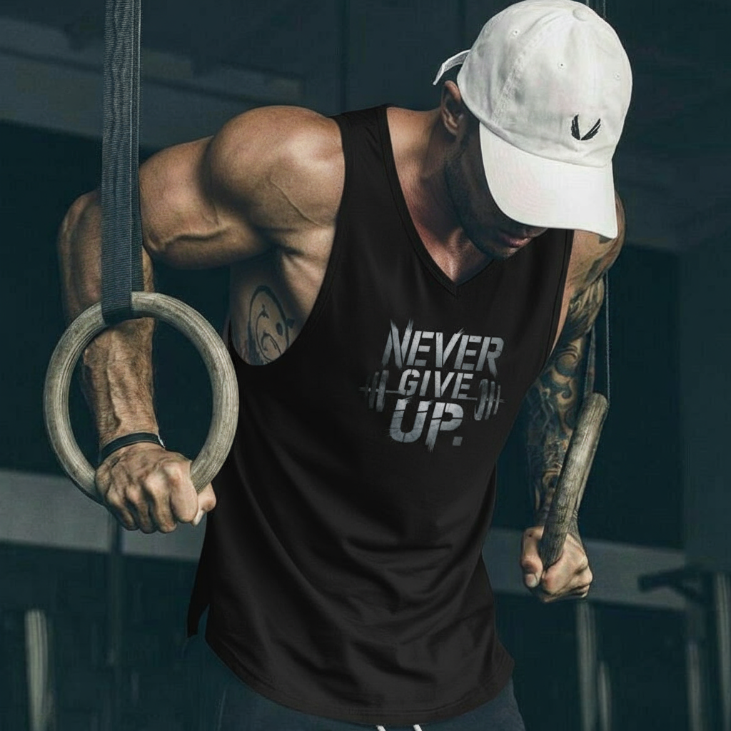Never Give Up Gym Tank Top – Motivational Fitness Shirt for Men - Picknmore