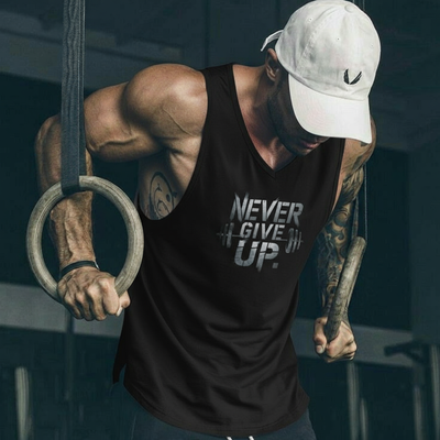 Never Give Up Gym Tank Top – Motivational Fitness Shirt for Men - Picknmore