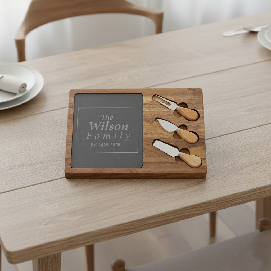 Personalized Charcuterie Board with Engraving, Elegant Cheese Plate for Gatherings, Custom Family Name Serving Tray, Wedding Gift