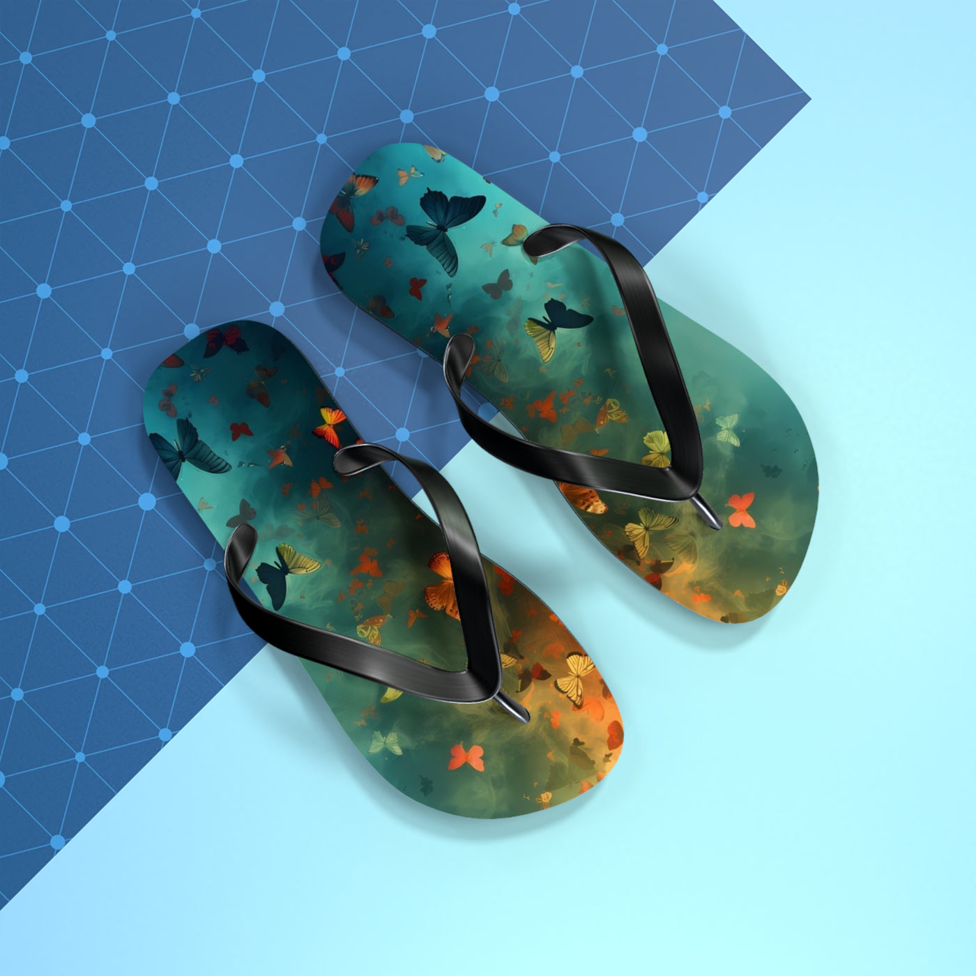 Butterfly Print Flip Flops, Summer Fashion, Beach Wear, Vacation Footwear, Unique Gift, Outdoor Comfort Sandals - Picknmore
