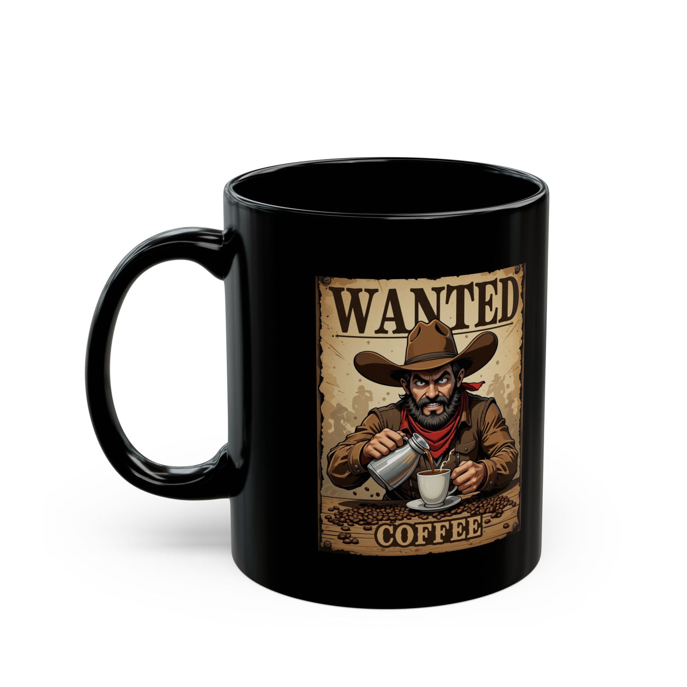 Cowboy Coffee Mug, Wanted Cowboy Design, Western Decor, Gift for Him, Rustic Homeware, Cowboy Lover Mug