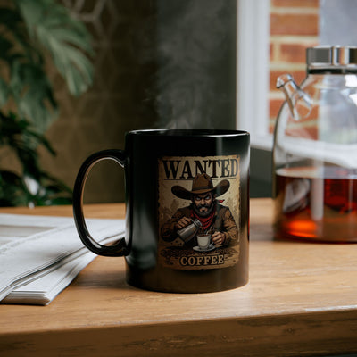 Cowboy Coffee Mug, Wanted Cowboy Design, Western Decor, Gift for Him, Rustic Homeware, Cowboy Lover Mug