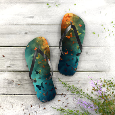 Butterfly Print Flip Flops, Summer Fashion, Beach Wear, Vacation Footwear, Unique Gift, Outdoor Comfort Sandals - Picknmore