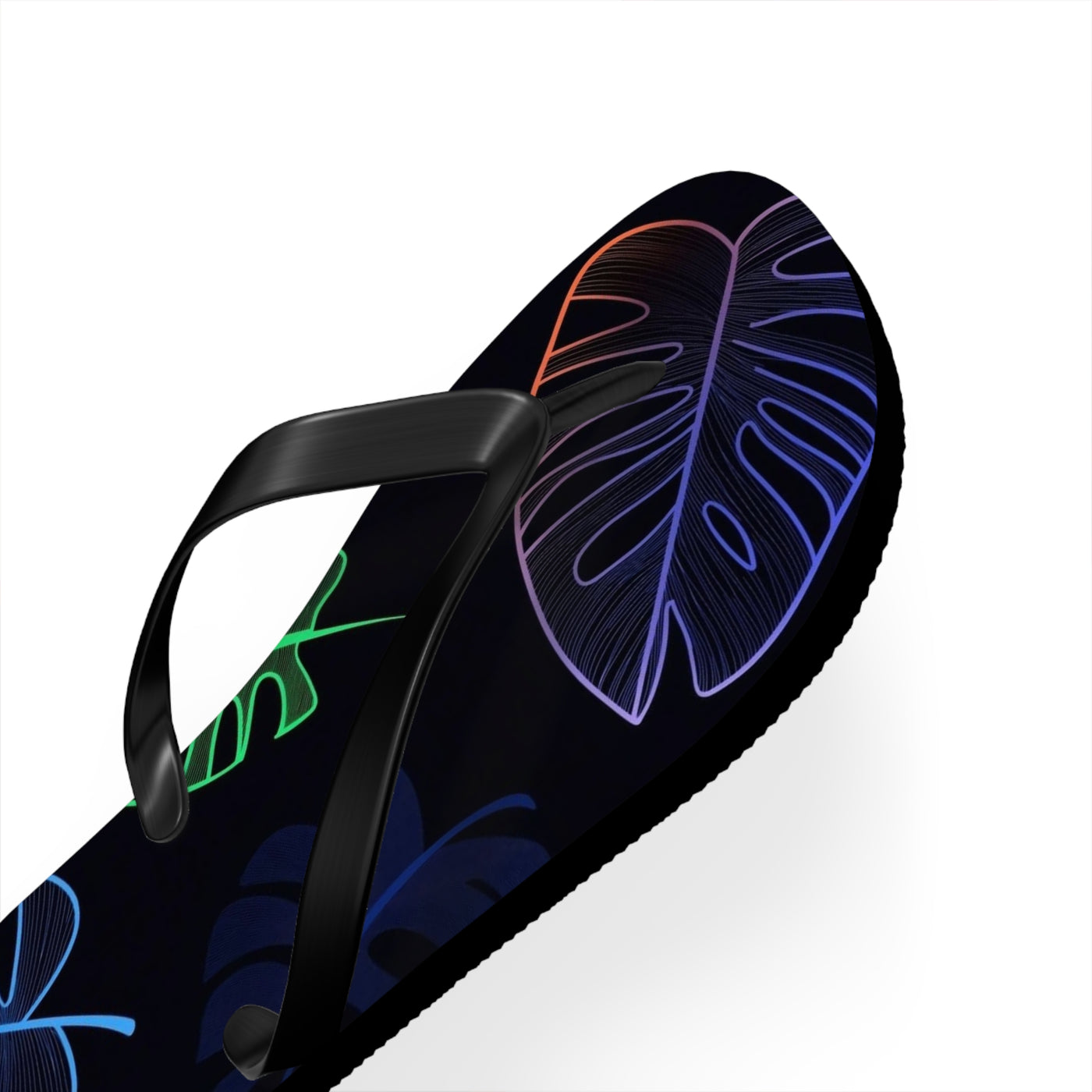 Tropical Flip Flops, Neon Leaf Print Sandals, Summer Beach Footwear, Vacation Essentials, Gift for Beach Lovers - Picknmore