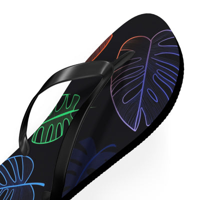 Tropical Flip Flops, Neon Leaf Print Sandals, Summer Beach Footwear, Vacation Essentials, Gift for Beach Lovers - Picknmore