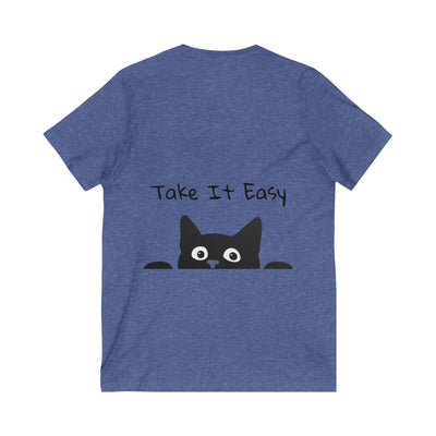 Lazy Cat V-Neck Tee - Cute Cat Shirt for Relaxed Style - Picknmore