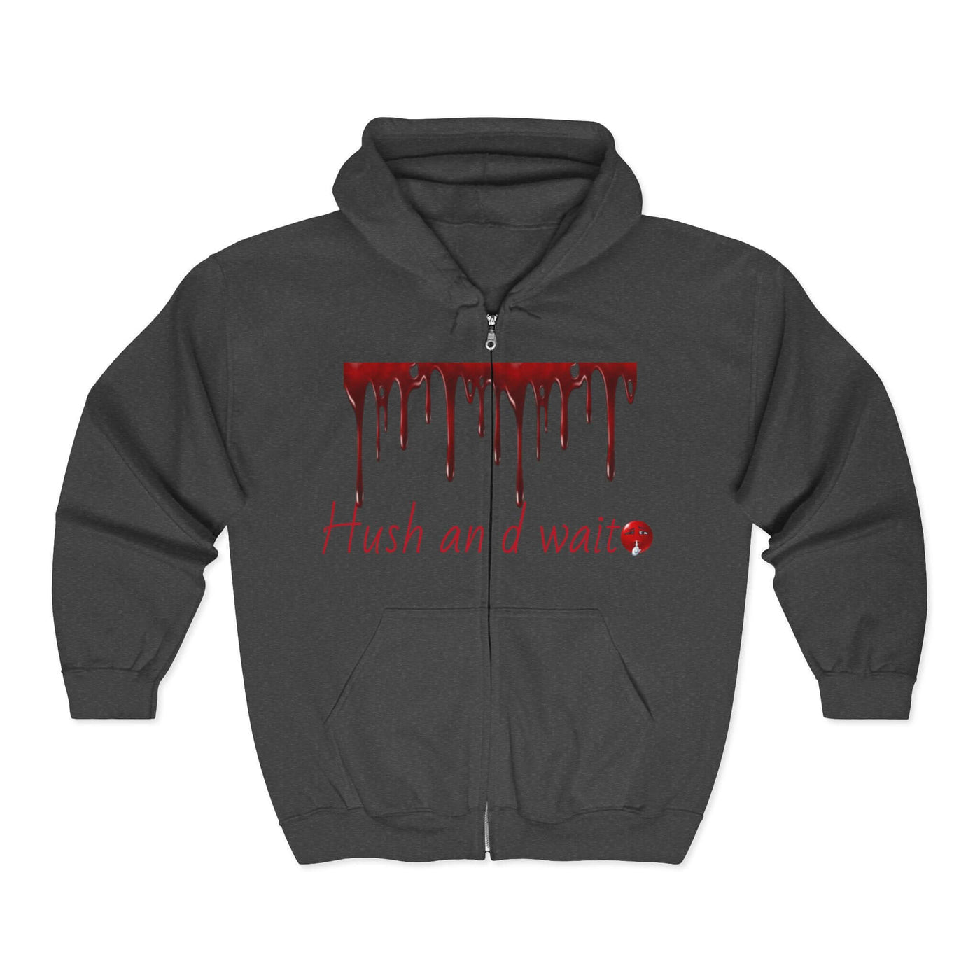 Grunge Horror Hoodie with Dripping Text –  Zip-Up Sweatshirt for Halloween & Streetwear - Picknmore