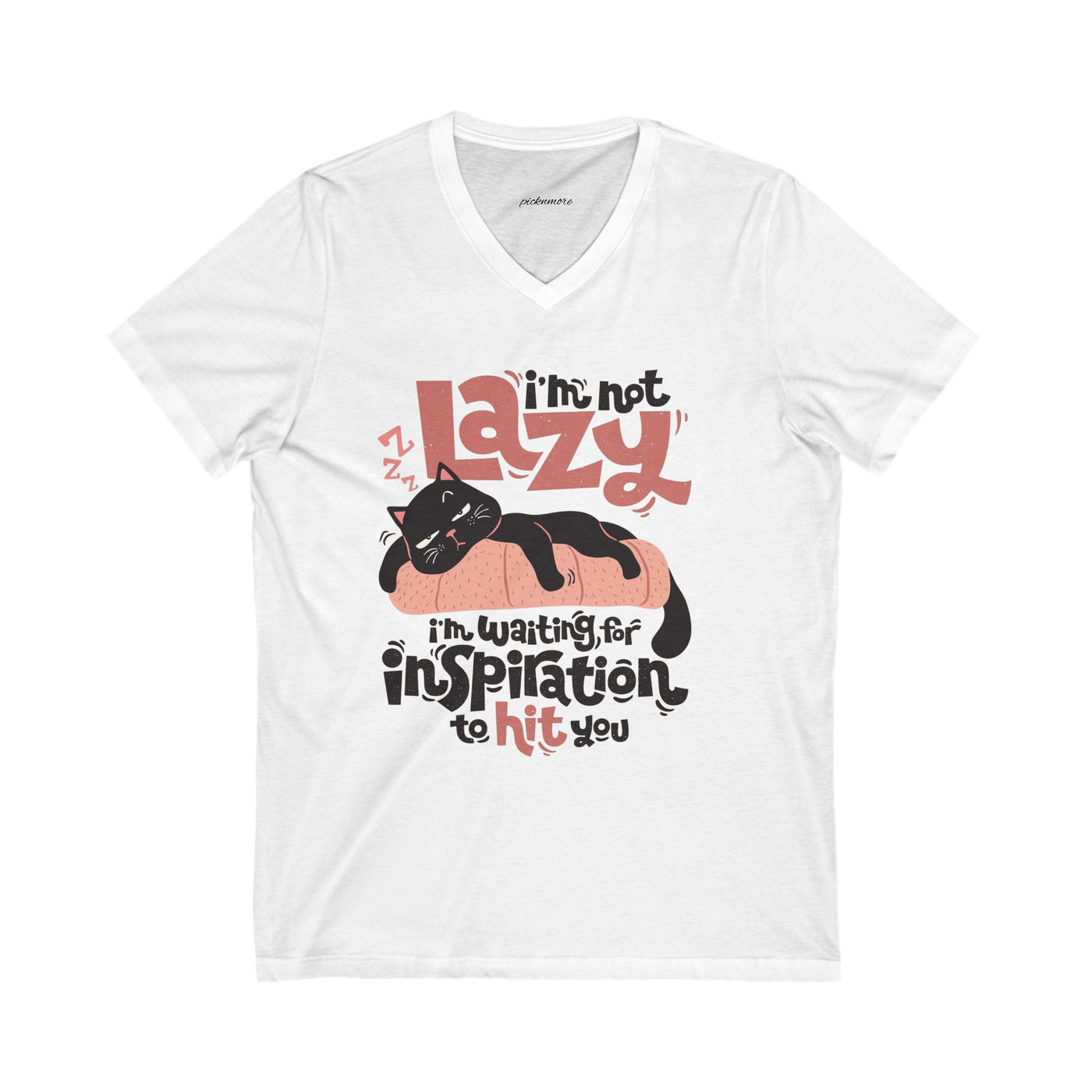 Lazy Cat V-Neck Tee - Cute Cat Shirt for Relaxed Style - Picknmore