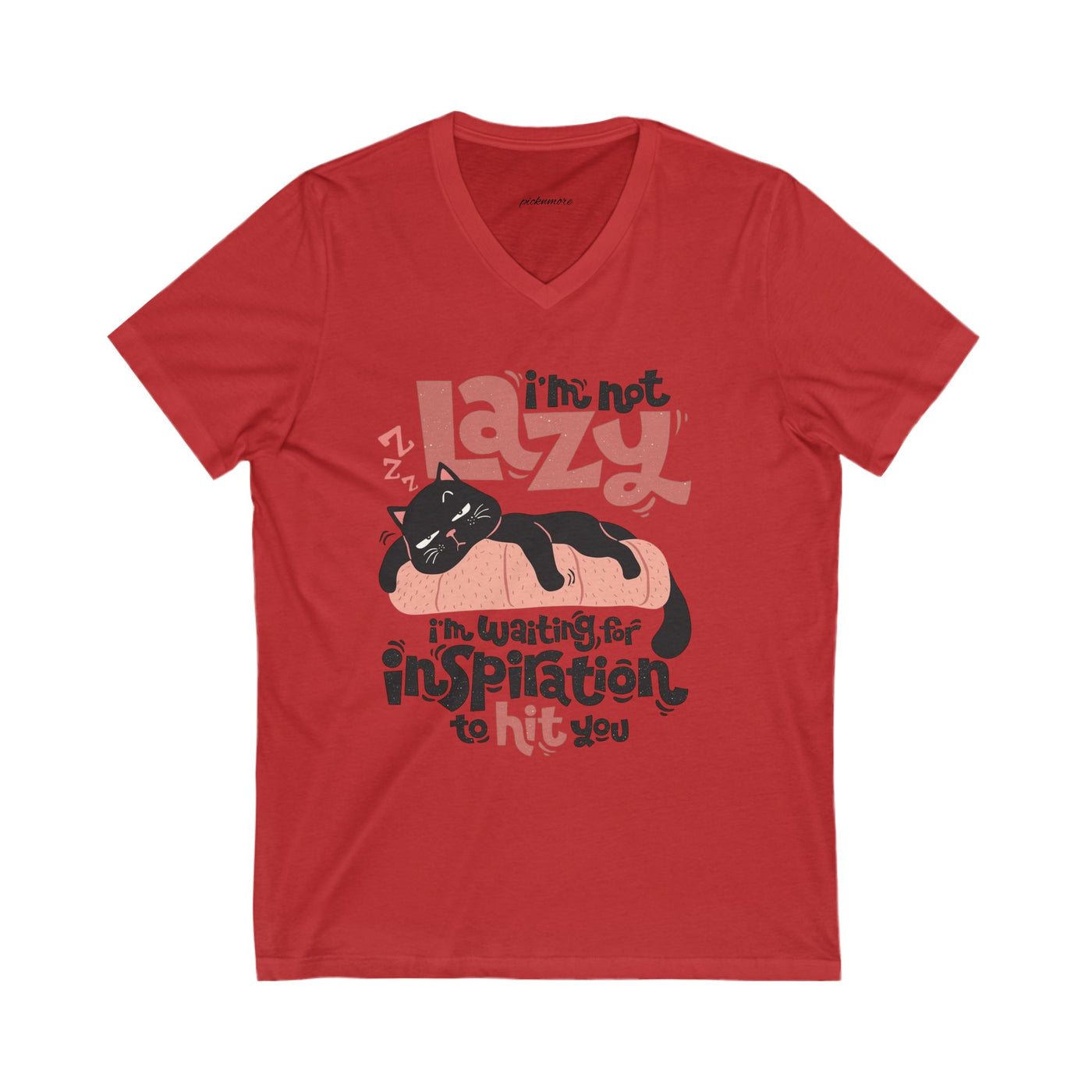 Lazy Cat V-Neck Tee - Cute Cat Shirt for Relaxed Style - Picknmore