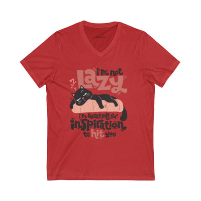Lazy Cat V-Neck Tee - Cute Cat Shirt for Relaxed Style - Picknmore