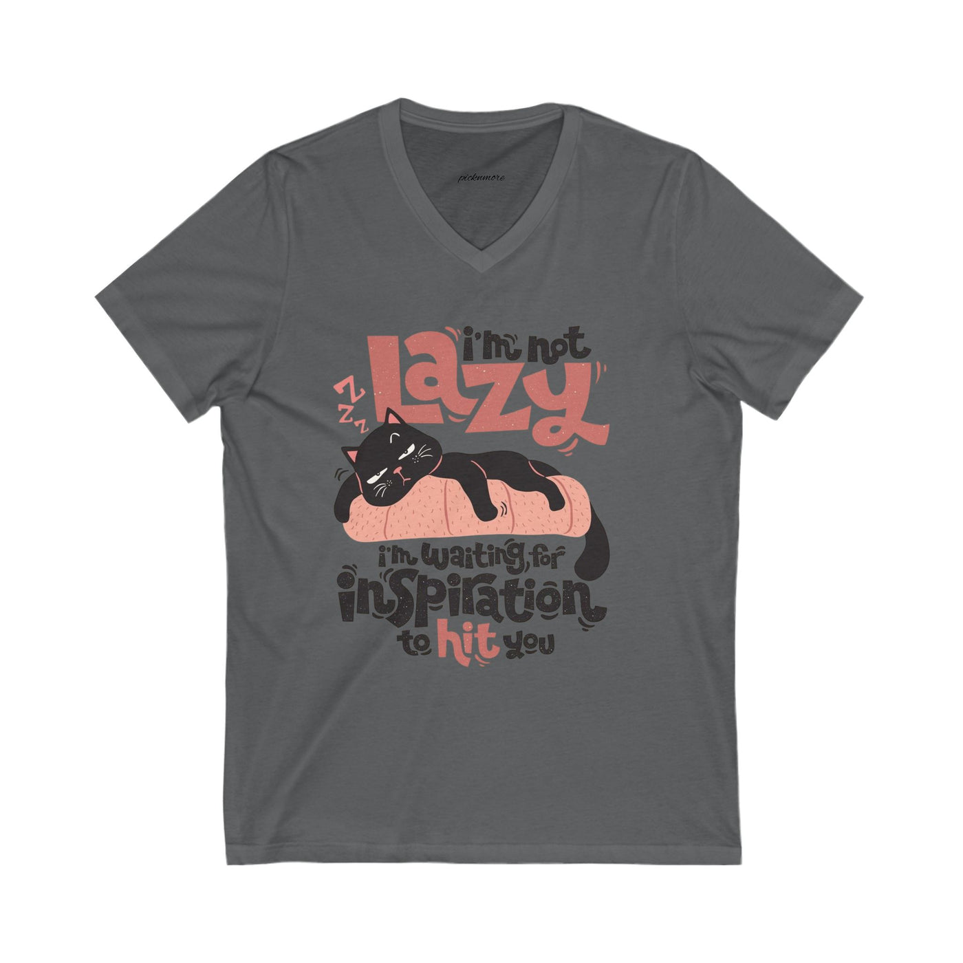 Lazy Cat V-Neck Tee - Cute Cat Shirt for Relaxed Style - Picknmore