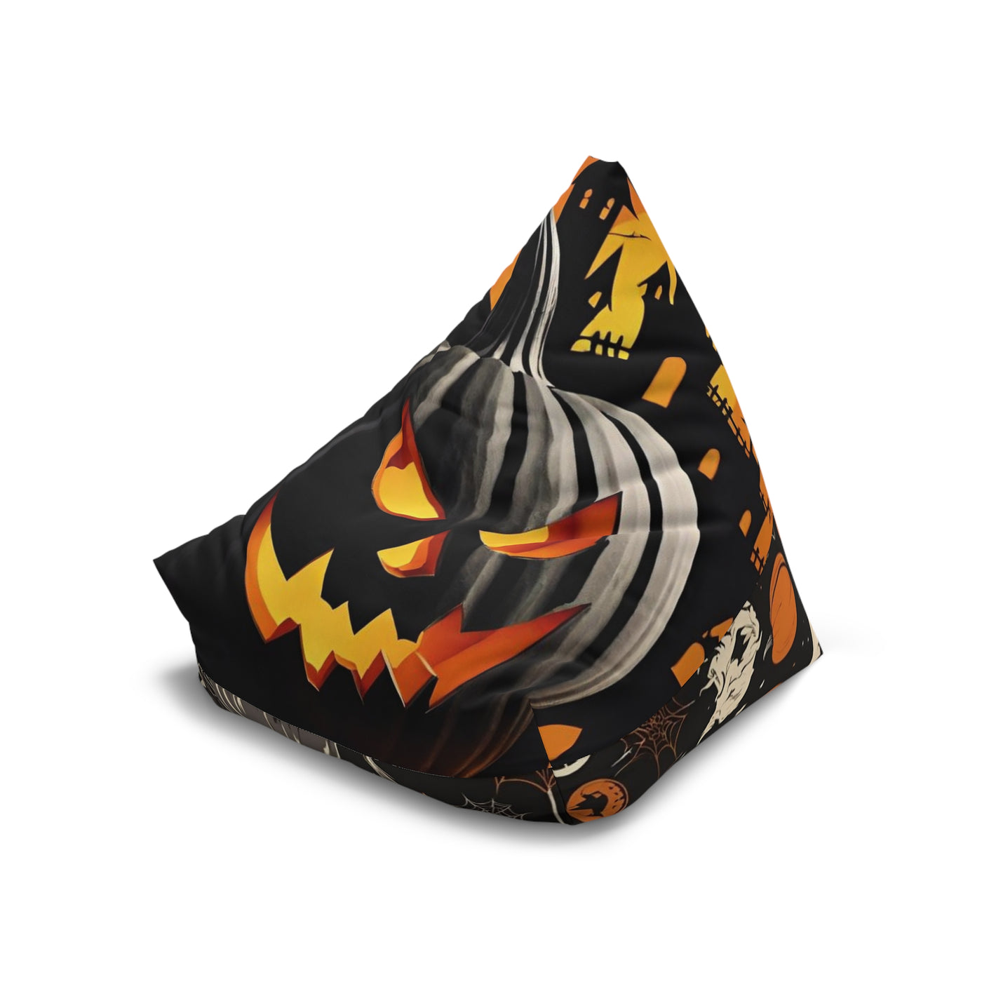 Spooky Halloween Bean Bag Chair Cover – Pumpkin & Skull Design - Picknmore