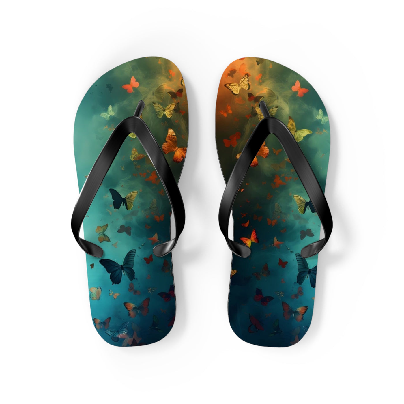 Butterfly Print Flip Flops, Summer Fashion, Beach Wear, Vacation Footwear, Unique Gift, Outdoor Comfort Sandals - Picknmore