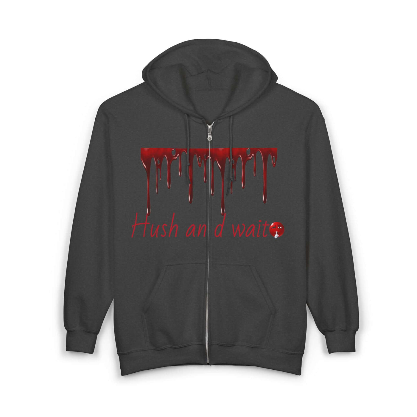 Grunge Horror Hoodie with Dripping Text –  Zip-Up Sweatshirt for Halloween & Streetwear - Picknmore