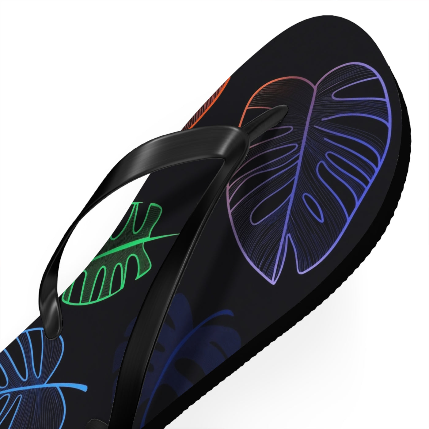 Tropical Flip Flops, Neon Leaf Print Sandals, Summer Beach Footwear, Vacation Essentials, Gift for Beach Lovers - Picknmore