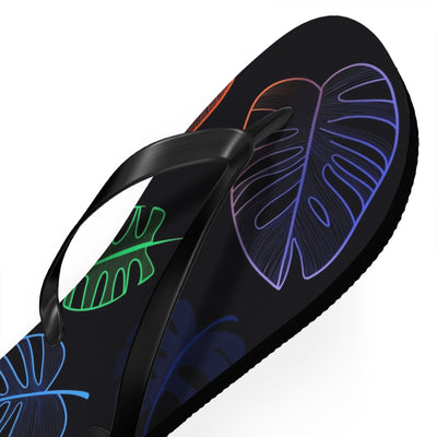 Tropical Flip Flops, Neon Leaf Print Sandals, Summer Beach Footwear, Vacation Essentials, Gift for Beach Lovers - Picknmore