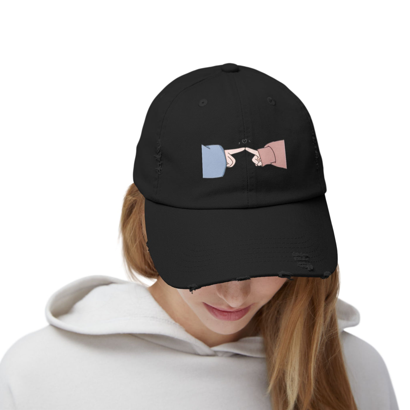 Playful Finger Pointing Hat - Fun Distressed Cap for Girls - Picknmore